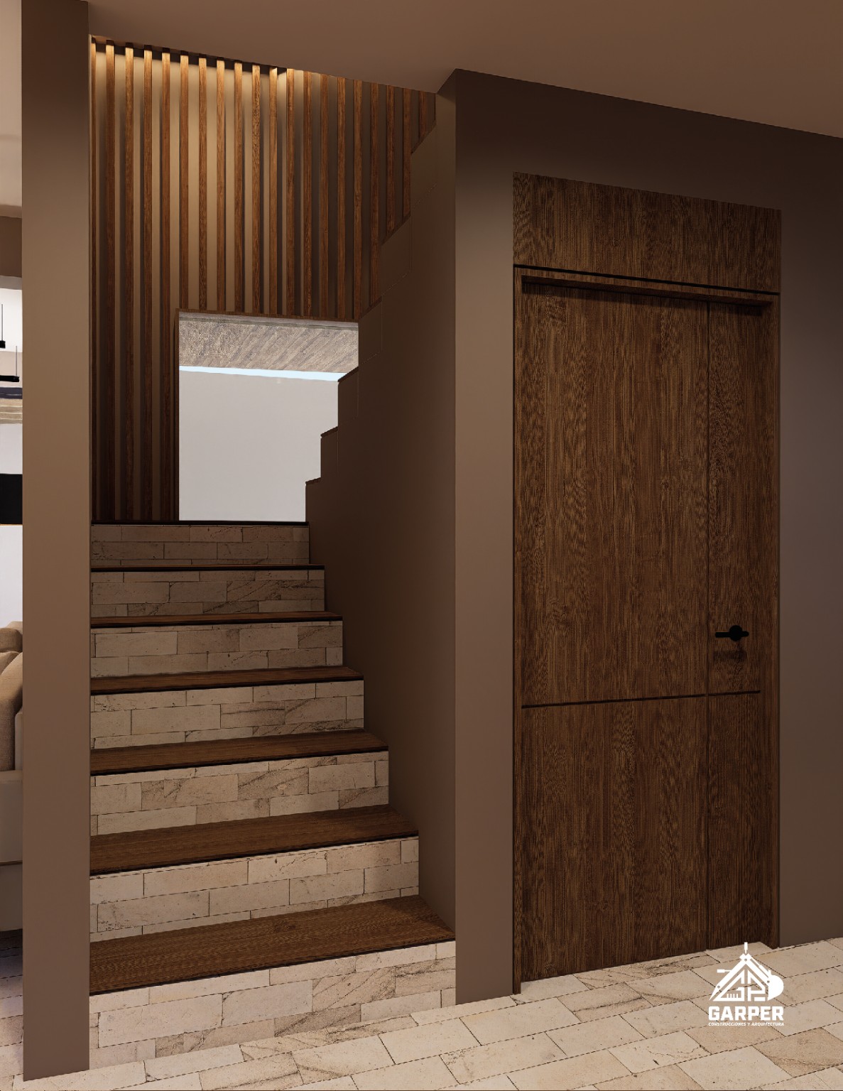 Escalera y detalle de carpintería