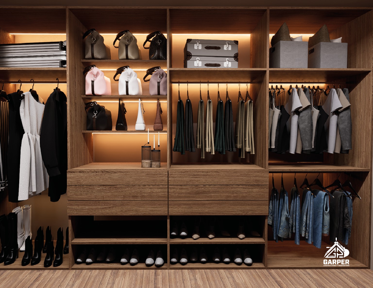 Vestidor con iluminación interior