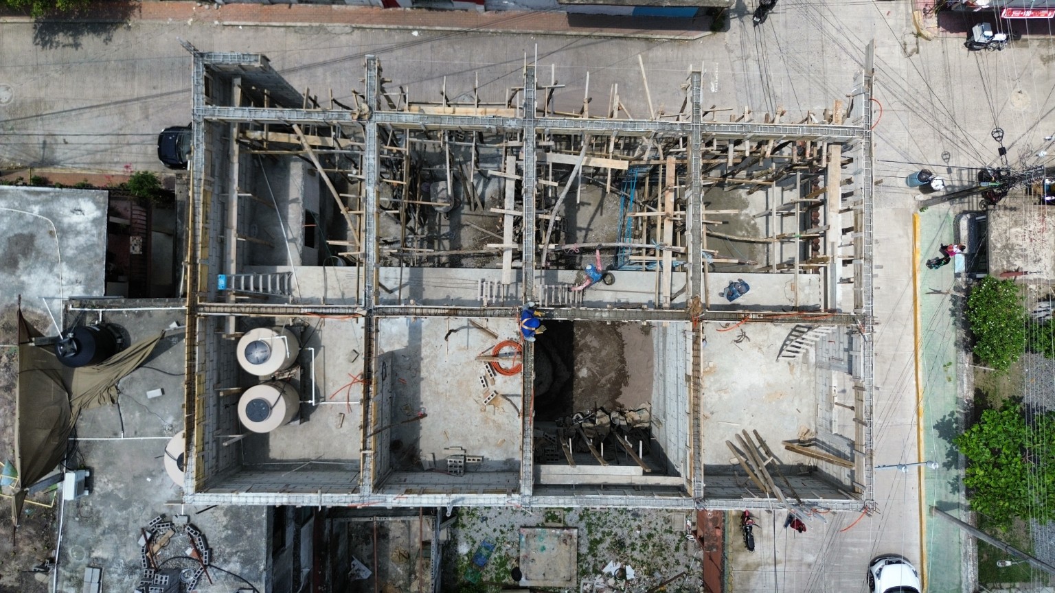 Vista aérea de la distribución y estructura en proceso